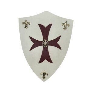 Crusaders Shield Wooden Handmade Larp Role Play Halloween Handle 9 In X 10.5 In
